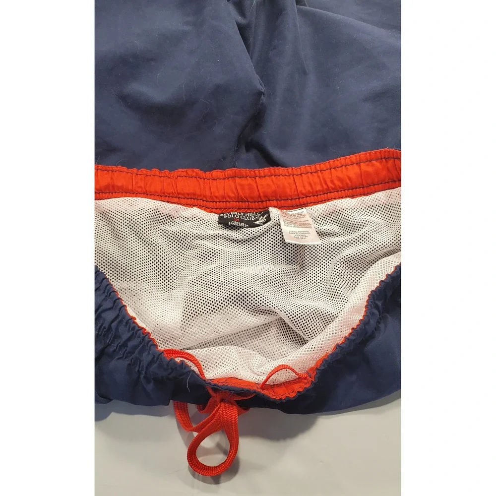 Beverly Hills Polo Club Men's Navy Red Athletic Cargo Swim‎ Trunks Size 1X